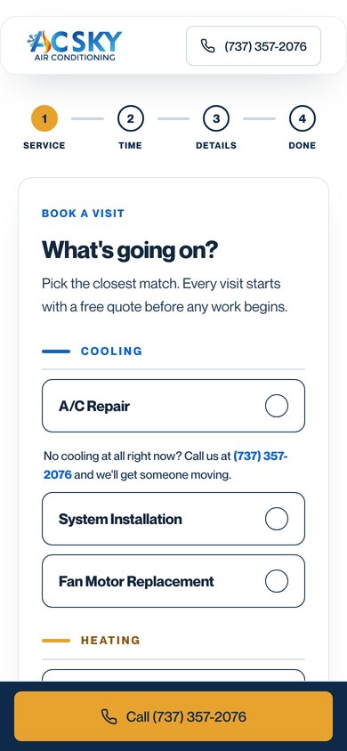 The booking system from the same build, on a phone