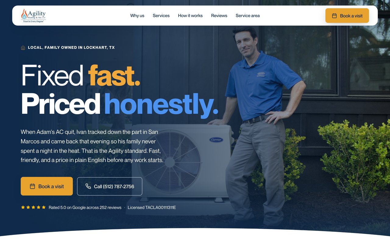 Agility Heating & Air website