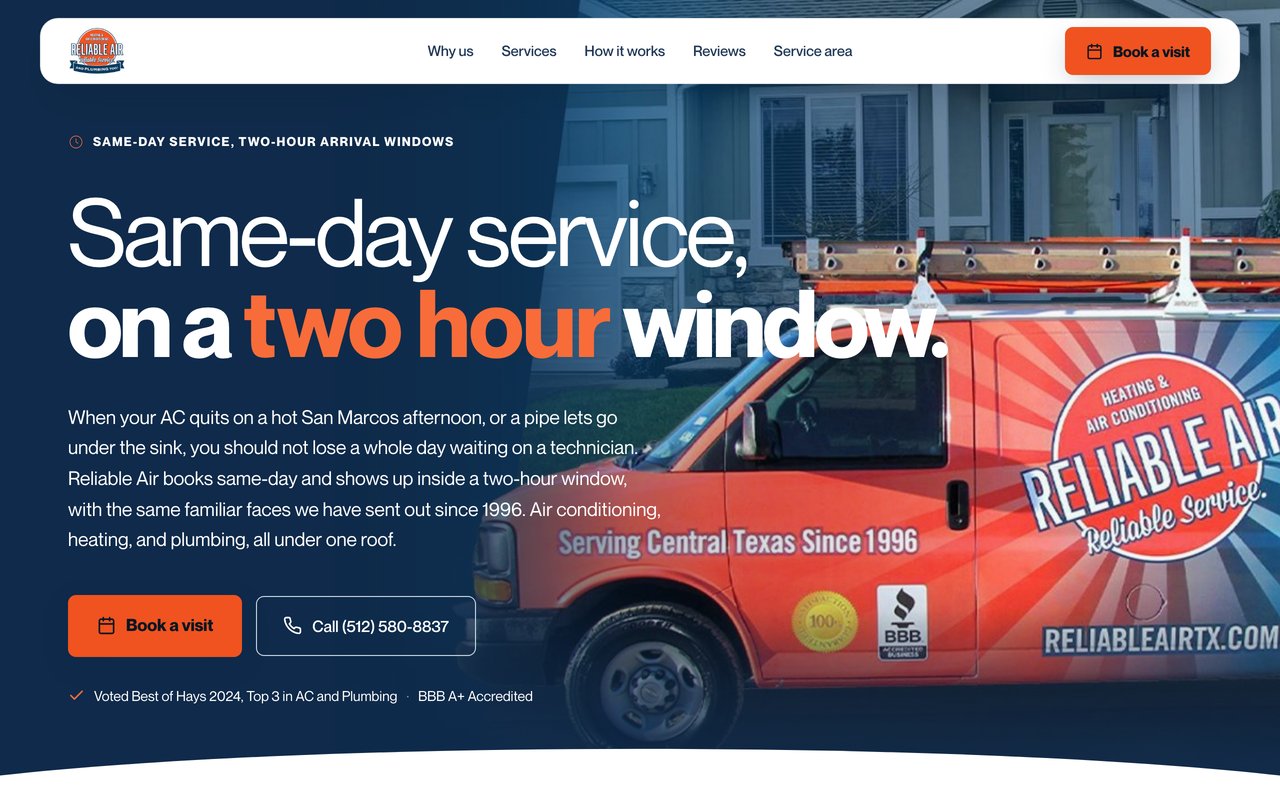 Reliable Air website